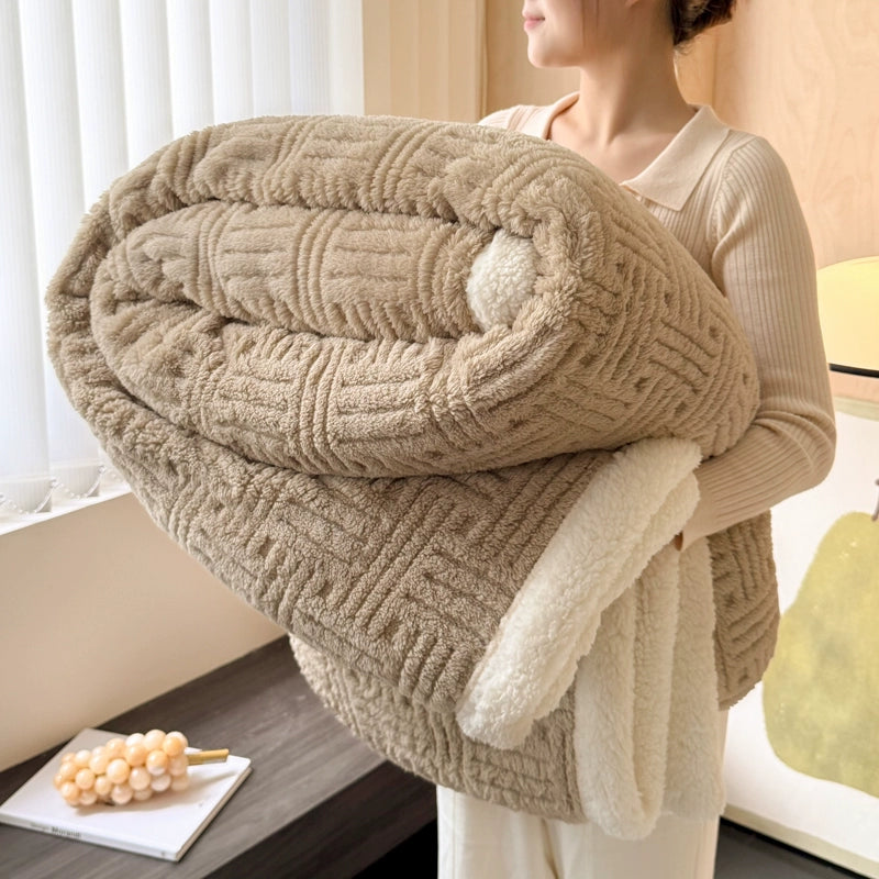 Handmade Coral Fleece Lamb Fleece Blanket