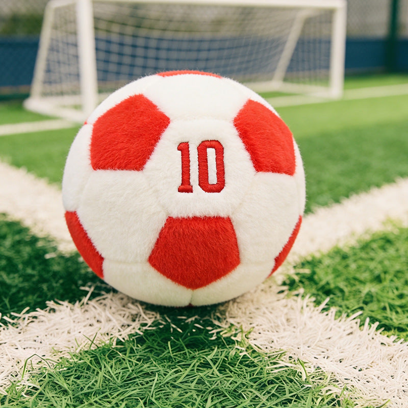 Smiling Soccer Ball Plush Toy, 25 cm Fuzzy Football Cushion in Seven Colors for Sporty Bedrooms, Playful Shelves and Gifts