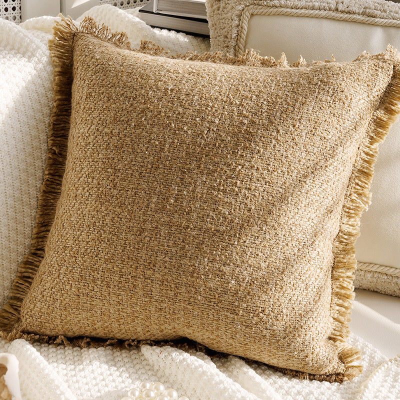 Cream and Cocoa Textured Pillow Covers, Floral, Tassel and Geometric Designs for Cozy Living Rooms and Bedrooms