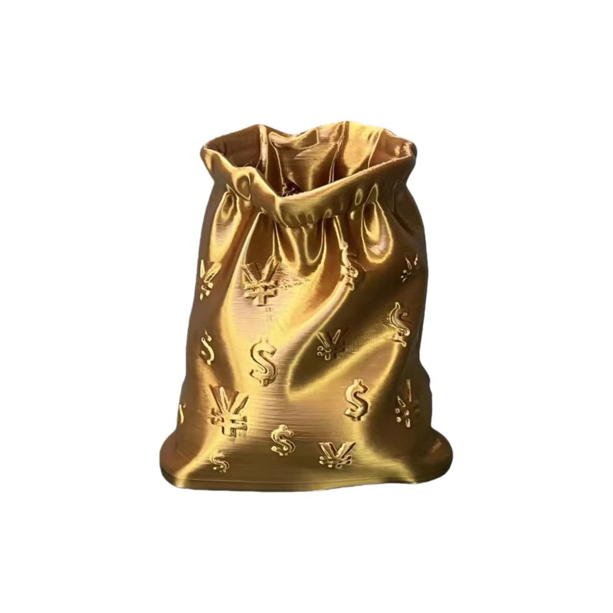 Sculptural Money Bag Pen Holder in Gold or Silver, Large Desk Organizer for Pens, Brushes and Playful Workspaces