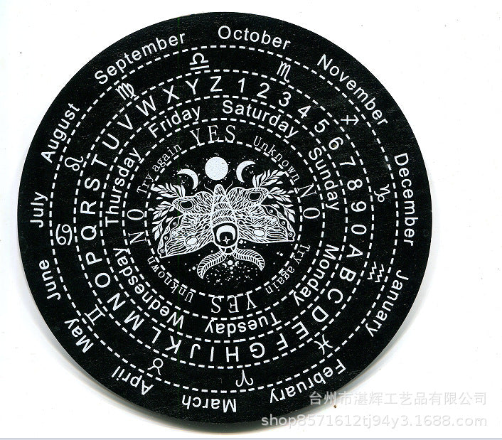 黑白七星阵摆盘松木能量板木质雕刻图案工艺品家居冥想摆件挂饰