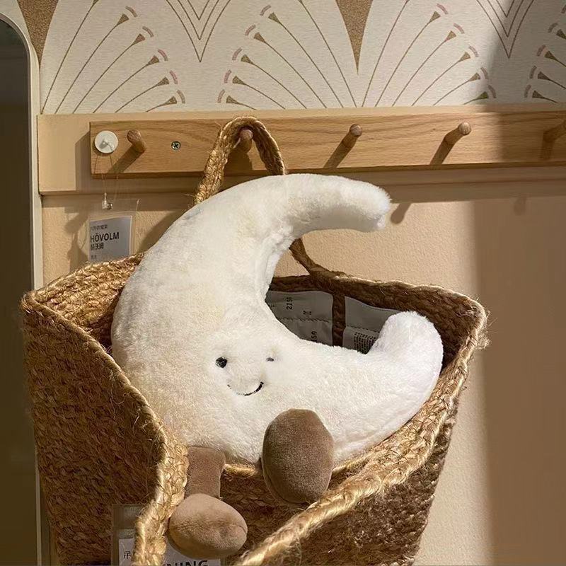Smiling Sun and Moon Plush Toy, Approx. 30 cm Celestial Soft Companion for Cozy Bedrooms, Reading Corners and Thoughtful Gifts