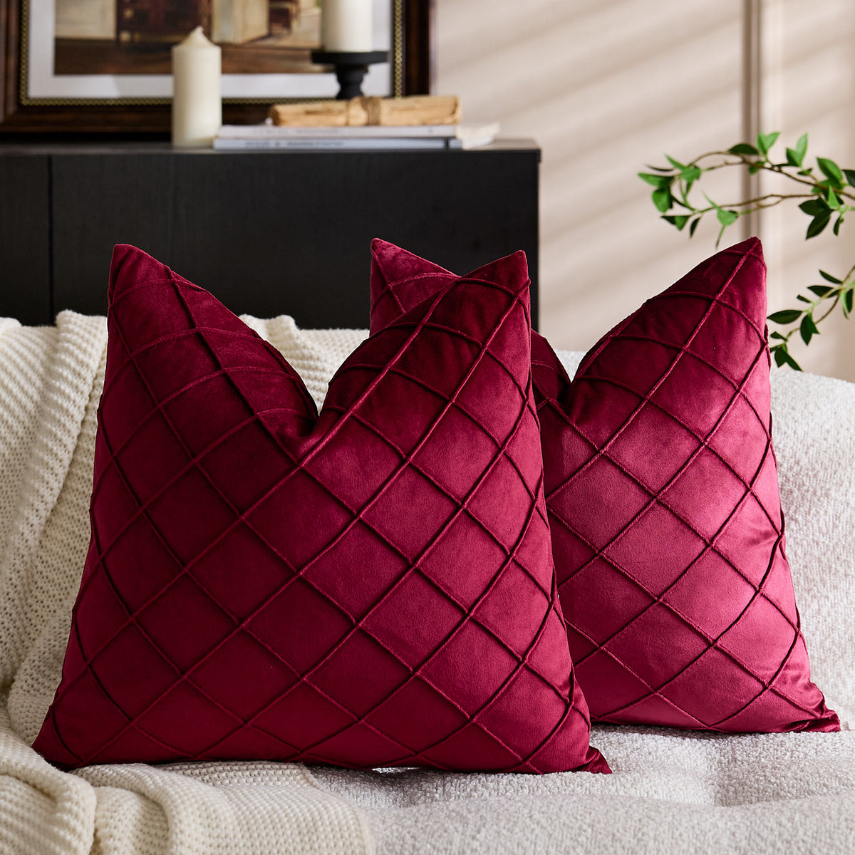 Solid Velvet Pillow Cover in 21 Colors, Decorative Square and Lumbar Cushion Cover for Sofas, Bedrooms and Cozy Home Styling