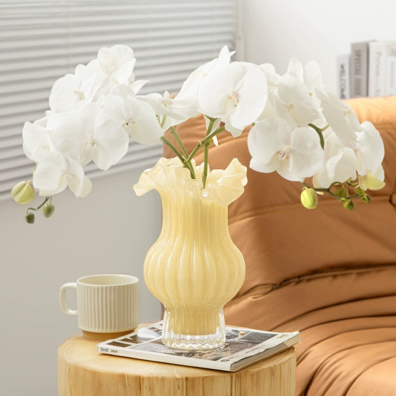 Shiyuan Amber Fish Tail Vase French Light Luxury Niche Living Room Luxury Simple Cream Art Glass Ornament
