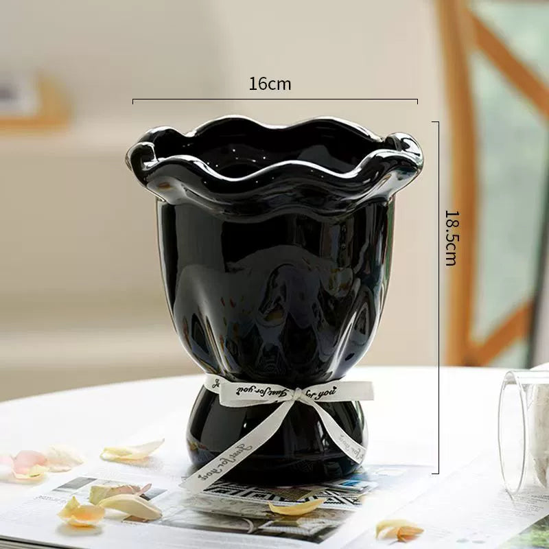 Handblown Cream Soft - Shaped Decorative Vases