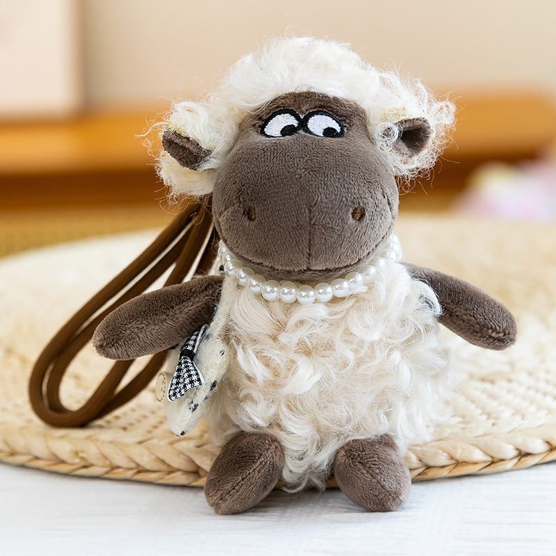 Fluffy Lamb Plush Bag Charm, 13 cm Mini Sheep Keychain with Scarf or Backpack for Handbags, Backpacks and Thoughtful Gifts