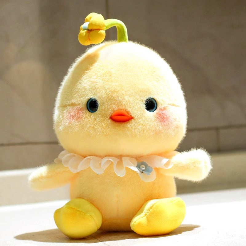 Flower Crown Chick Plush Toy, 23 cm Sunny Yellow Stuffed Bird for Cozy Bedrooms, Playful Shelves and Thoughtful Gifts