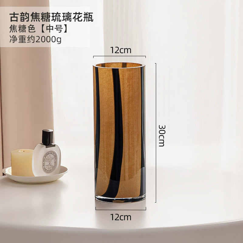 Caramel colored antique glass vase