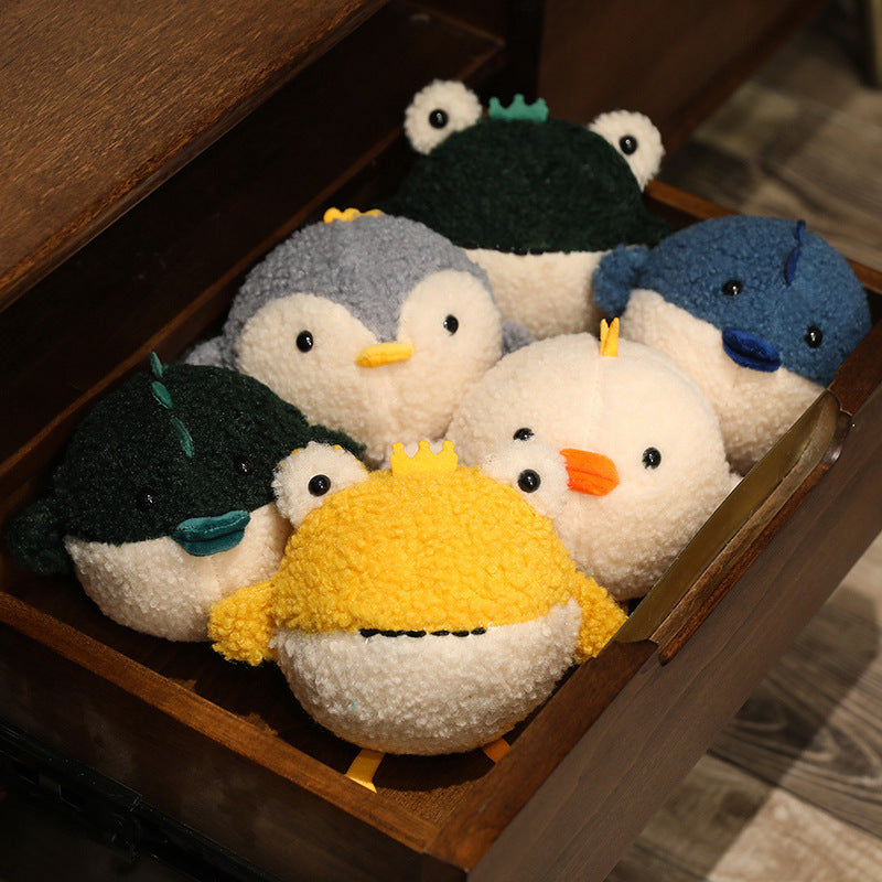Mini Round Animal Plush Toys and Bag Charms, 10–15 cm Otter, Frog, Penguin, Pufferfish and More for Playful Gifts