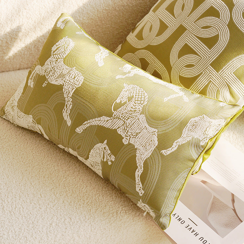 Green & Cream Decorative Pillow Covers, Botanical, Equestrian and Textured Designs for Sofas and Cozy Bedrooms