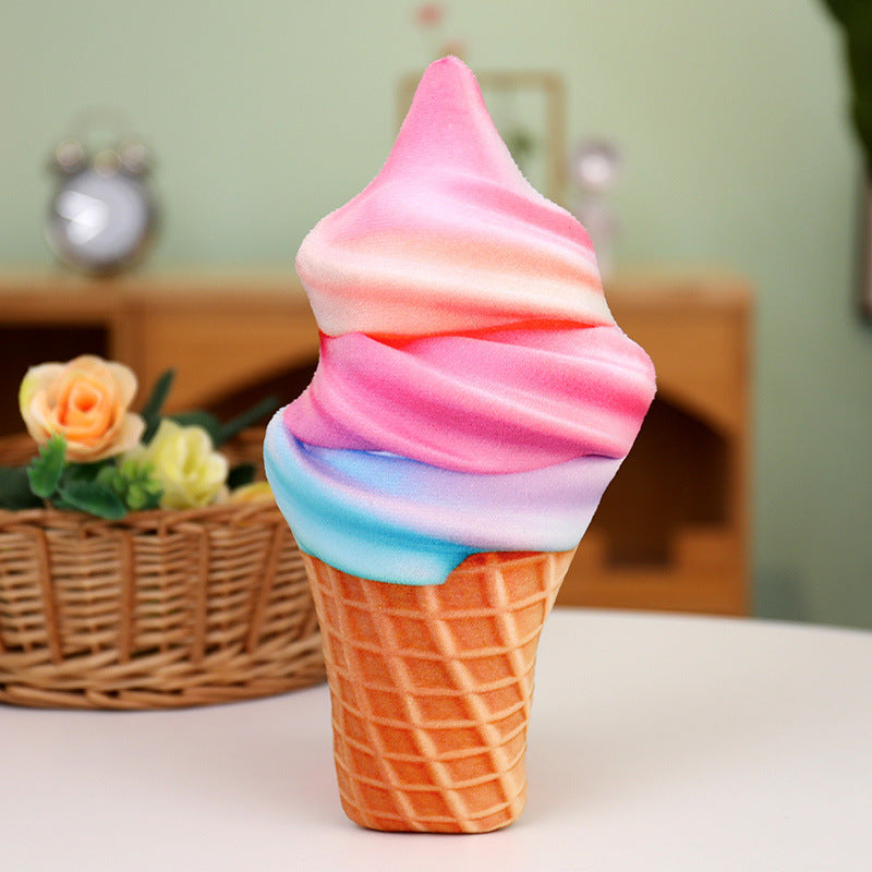 Whimsical Ice Cream Cone Plush Toy, 22 or 30 cm Soft Dessert Cushion in Colorful Swirl, Cherry, Matcha and Chocolate Styles