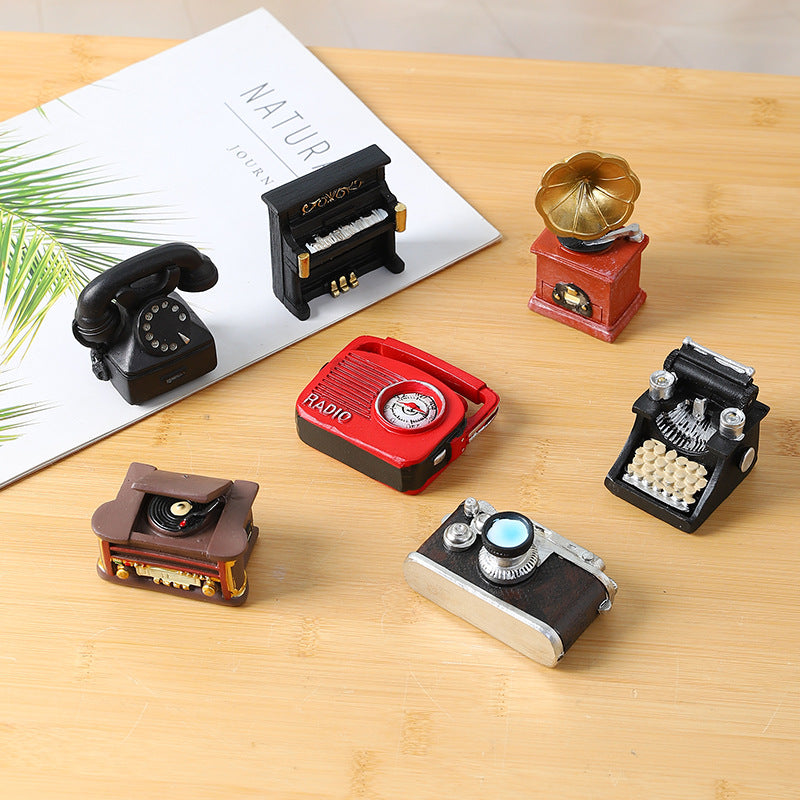 Mini Vintage Resin Figurines, Choose a Typewriter, Piano, Telephone, Record Player, Radio, Gramophone or Camera for Desk and Shelf Decor