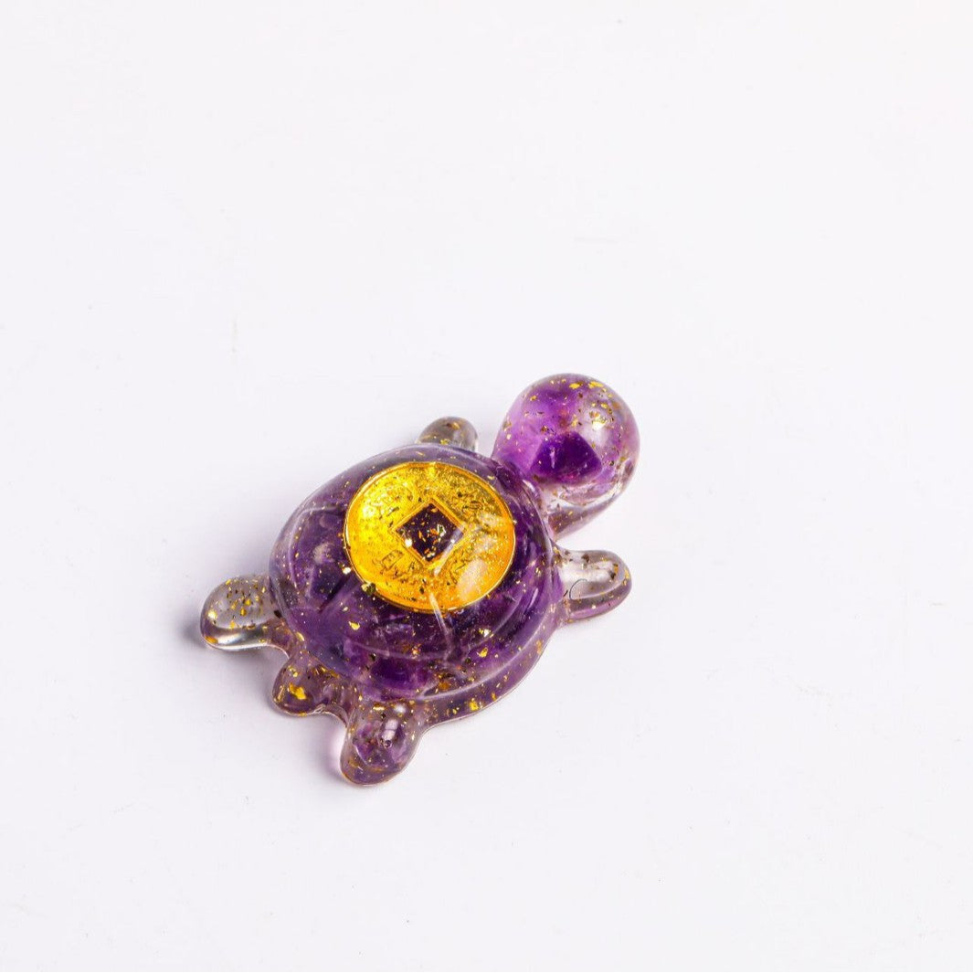 Crystal Coin Turtle Wealth Charm - Lucky Feng Shui Tortoise Statue for Prosperity | Mini Crystal Money Turtle Decor