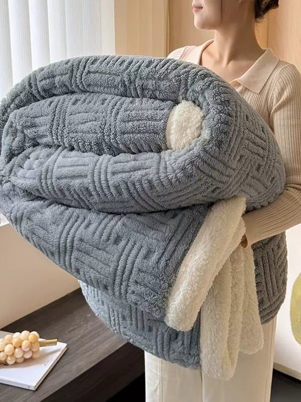 Handmade Coral Fleece Lamb Fleece Blanket