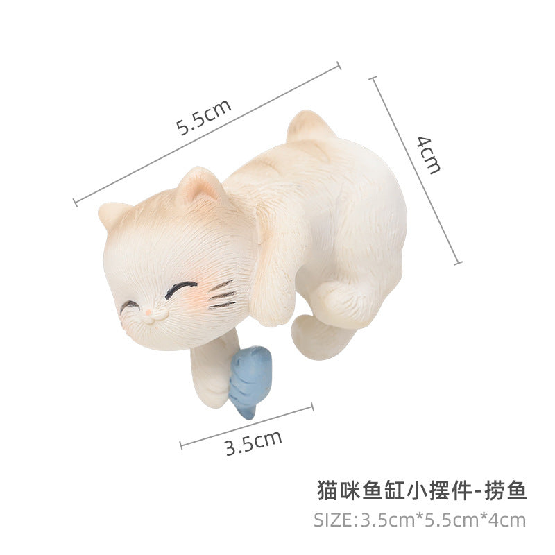 Climbing Cat Miniatures, Complete 4 Piece Playful Kitty Figurine Set for Planters, Shelves and Creative Desk Displays