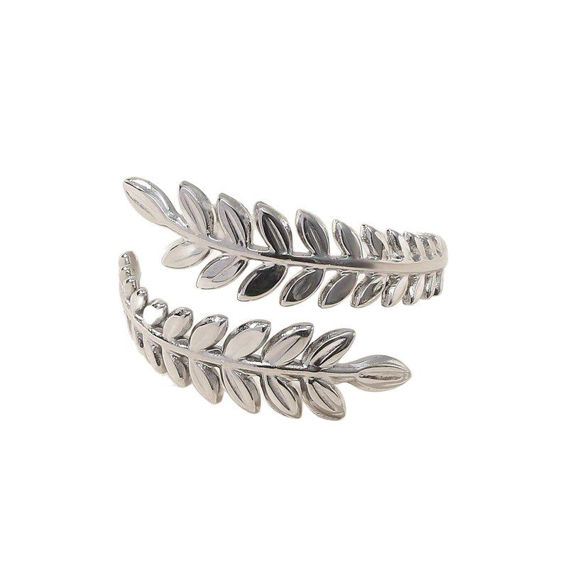Adjustable Titanium Steel Leaf Ring | Hypoallergenic Minimalist Nature Jewelry