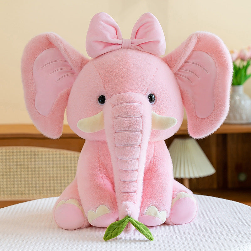 Whimsical Elephant Plush Toy, 25 cm Pink Bow or Gray Crown Stuffed Animal for Cozy Shelves, Playful Bedrooms and Thoughtful Gifts