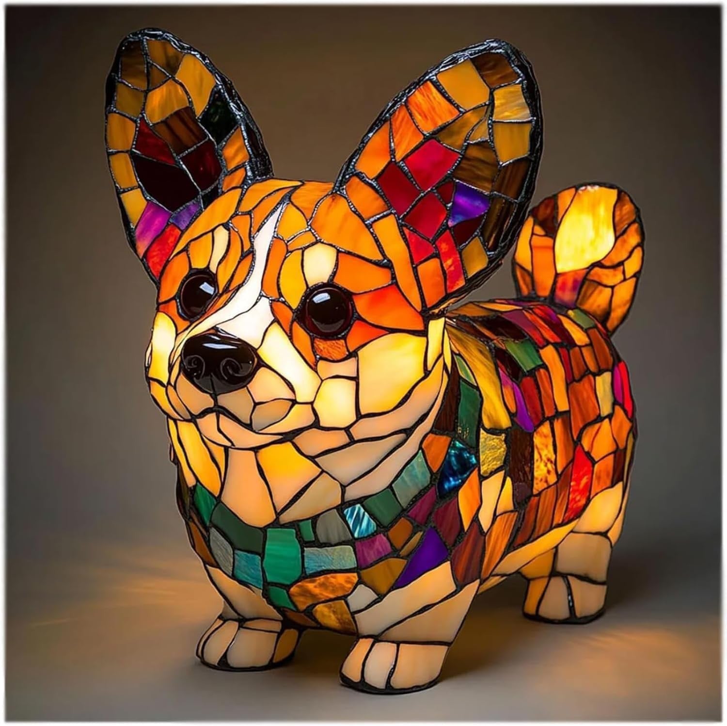 Resin Stained Glass Pet Lamp - Dog/Cat Night Light for Bedroom | Pet Lover Decor | Dachshund/Beagle/Black Cat Table Lamp