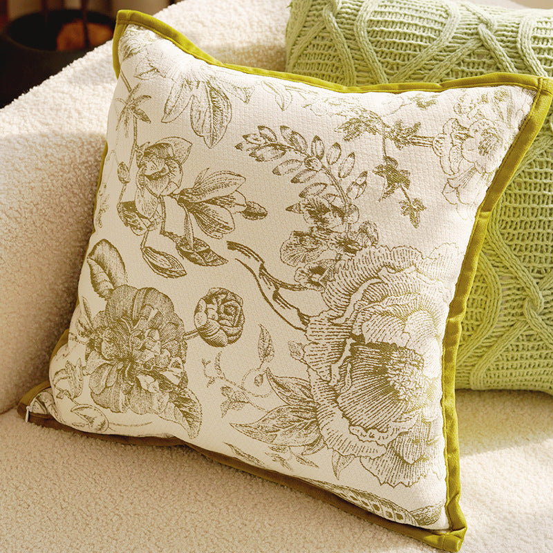 Green & Cream Decorative Pillow Covers, Botanical, Equestrian and Textured Designs for Sofas and Cozy Bedrooms
