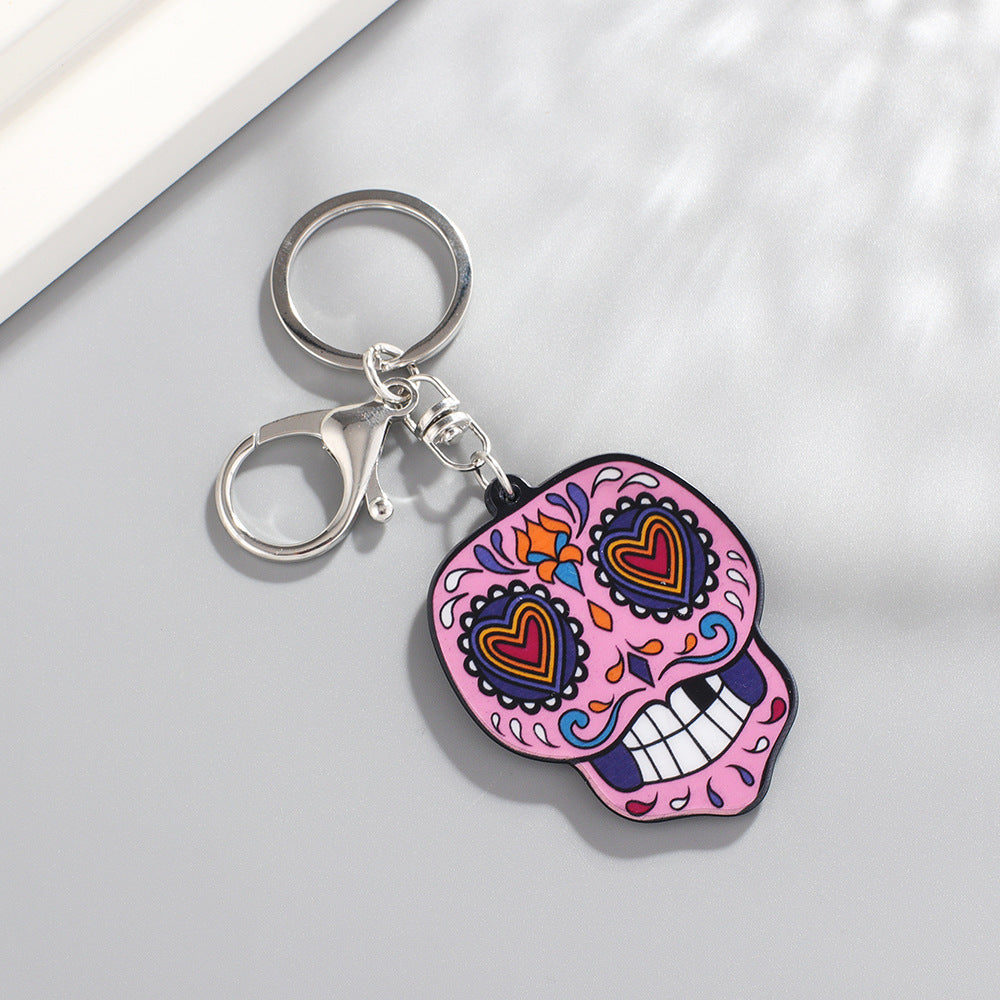 Vibrant Handmade Sugar Skull Charm | Trendy Keychain & Bracelet Pendant for Bags & Style Accents
