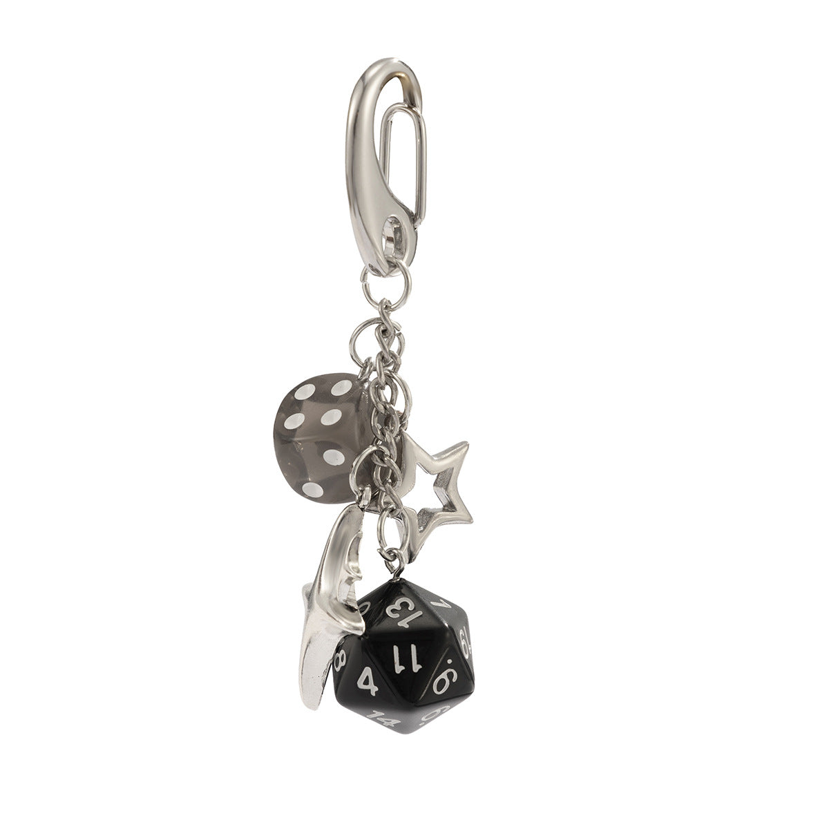 D20 Dice Star Keychain | RPG Gaming Dice Memorial Keepsake Alloy Acrylic Charm