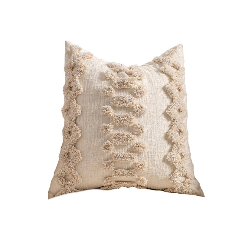 Textured Fringe Pillow Cover in Warm Neutrals, Decorative Cushion Case for Sofas, Beds and Cozy Living Rooms