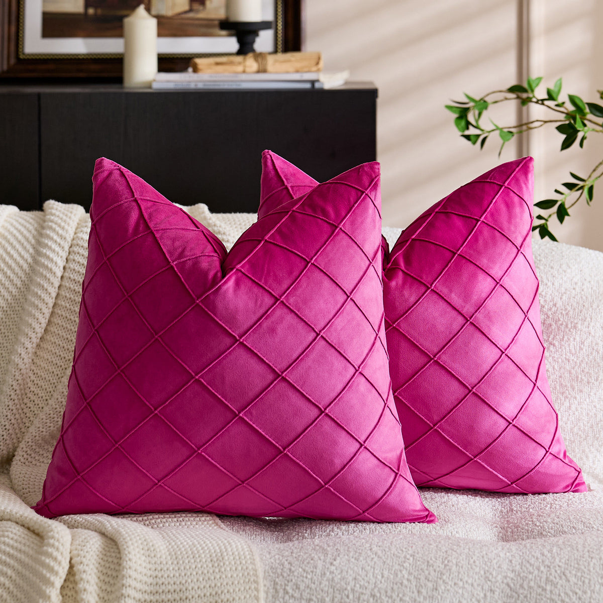 Solid Velvet Pillow Cover in 21 Colors, Decorative Square and Lumbar Cushion Cover for Sofas, Bedrooms and Cozy Home Styling
