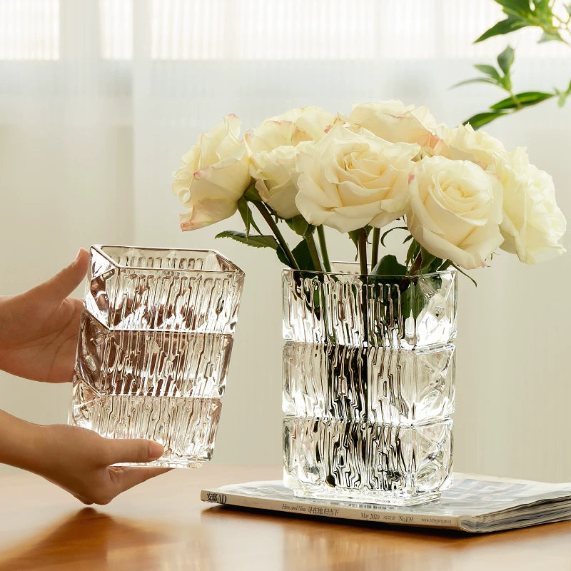 Heavy - Duty Textured Glass Flower Vase
