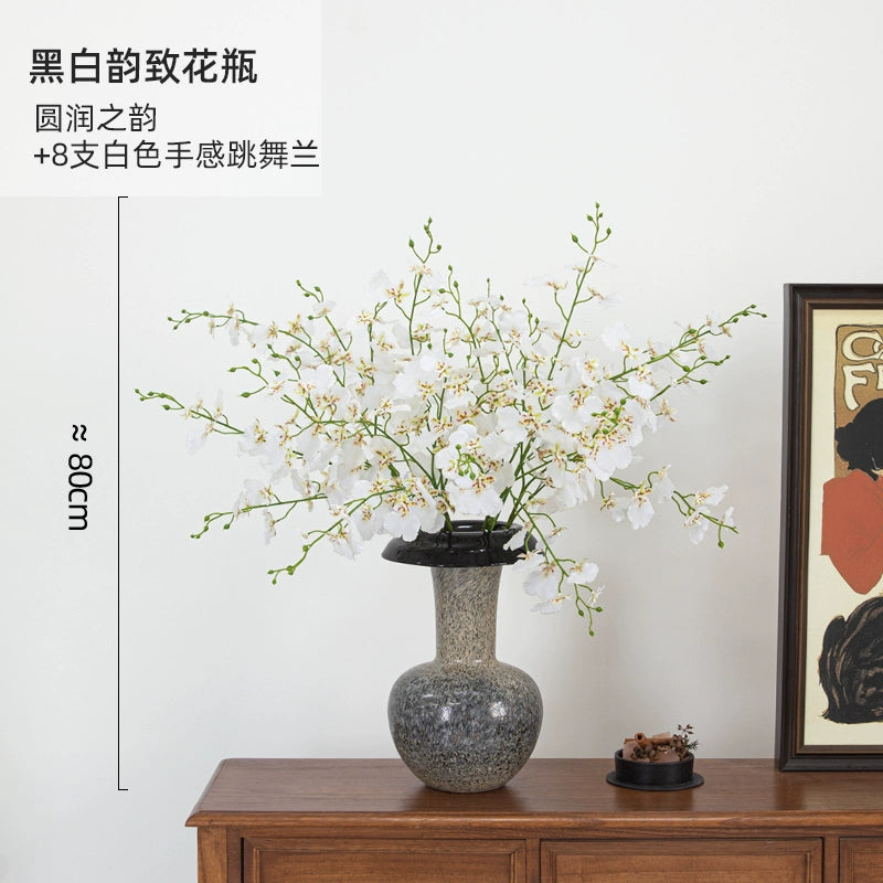 Black glass wabi sabi style vase