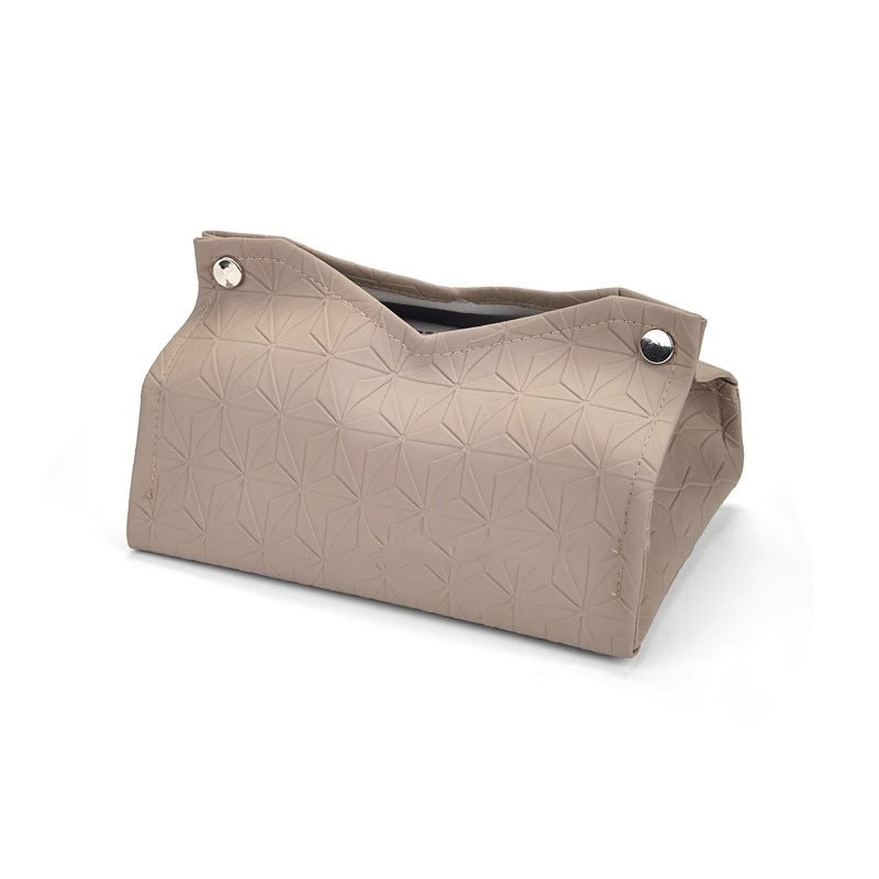 Minimalist PU Leather-Look Tissue Box Cover, Soft Neutral Tabletop Tissue Holder for Living Rooms, Bedrooms and Desks in Four Shades