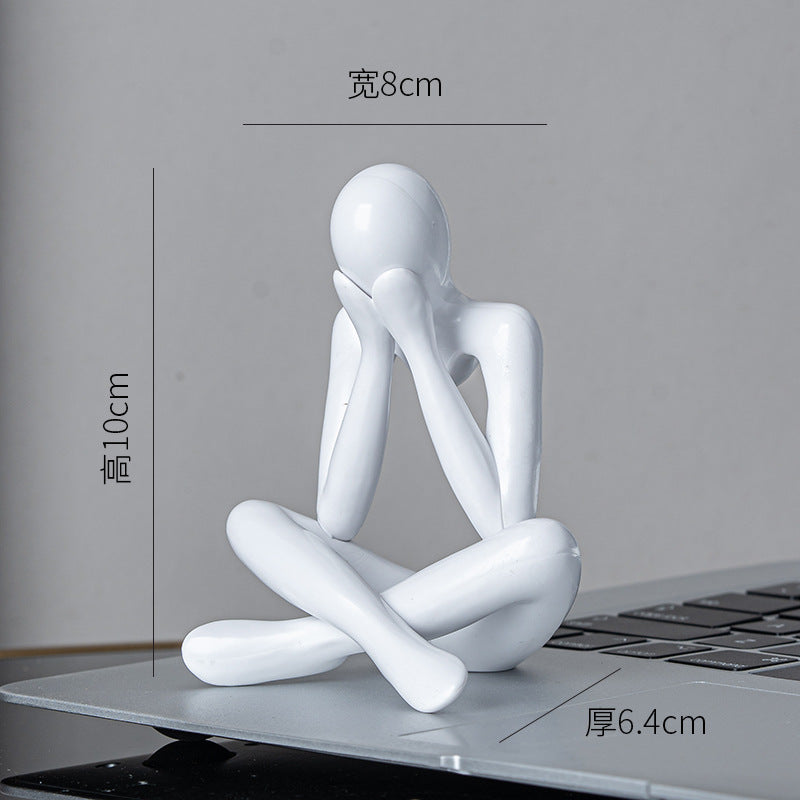 Abstract Thinker Figurine in Four Seated Poses and Four Colors, Modern Mini Sculpture for Desks, Shelves and Creative Gifts