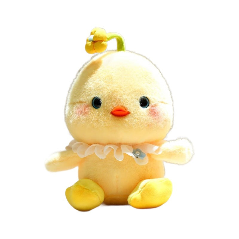 Flower Crown Chick Plush Toy, 23 cm Sunny Yellow Stuffed Bird for Cozy Bedrooms, Playful Shelves and Thoughtful Gifts