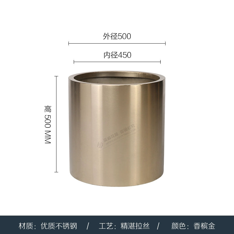 Nordic Creative Cylindrical Stainless Steel Flower Pot - Modern Planter with Diverse Visual Aesthetics for Indoor & Outdoor Decoration