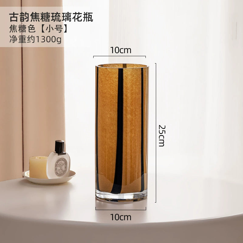 Caramel colored antique glass vase