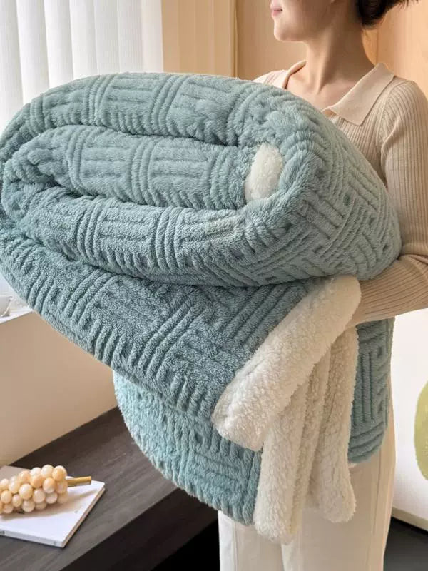 Handmade Coral Fleece Lamb Fleece Blanket