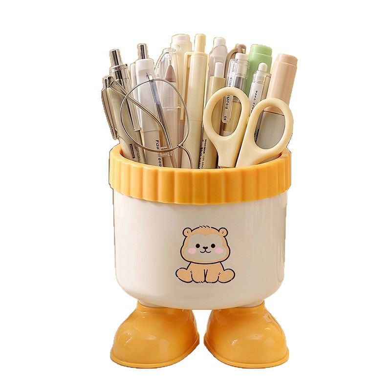 Playful Bear Pencil Holder with Little Feet, Colorful Desktop Pen Cup and Stationery Organizer for Cozy Workspaces