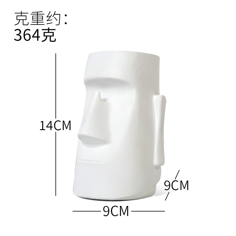 Moai-Inspired Face Pen Holder, Sculptural Black or White Pencil Cup for Modern Desks, Shelves and Thoughtful Gifts