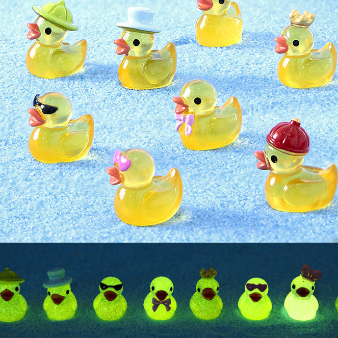 Playful Yellow Duck Mini Figurine Set of 8, Colorful Character Ornaments for Desk Displays, Miniature Scenes and Cheerful Gifts
