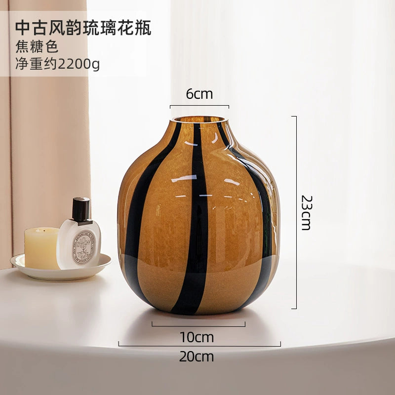 Caramel colored antique glass vase
