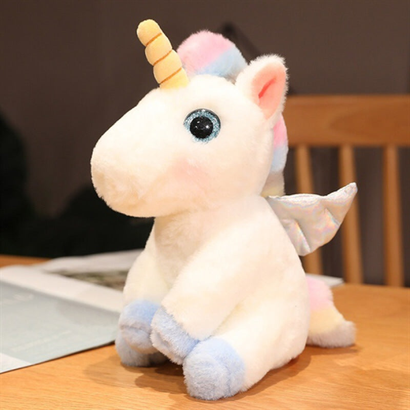 Pastel Winged Unicorn Plush Toy, 25 cm Soft Fantasy Horse in Yellow, Pink or Blue for Whimsical Gifts and Cozy Rooms