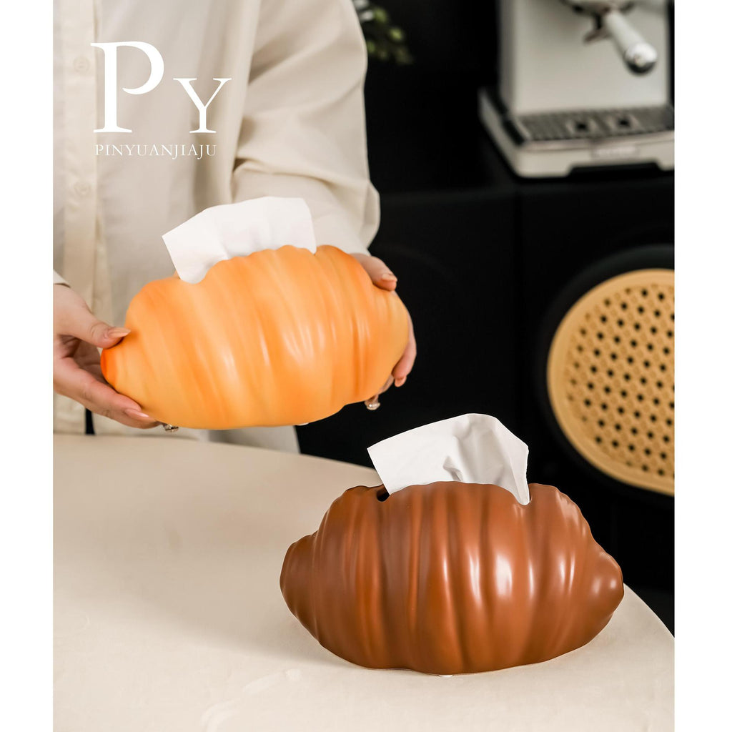 Croissant-Shaped Tissue Box Cover, Warm Pastry-Inspired Tabletop Accent for Living Rooms, Bedrooms and Cozy Home Decor