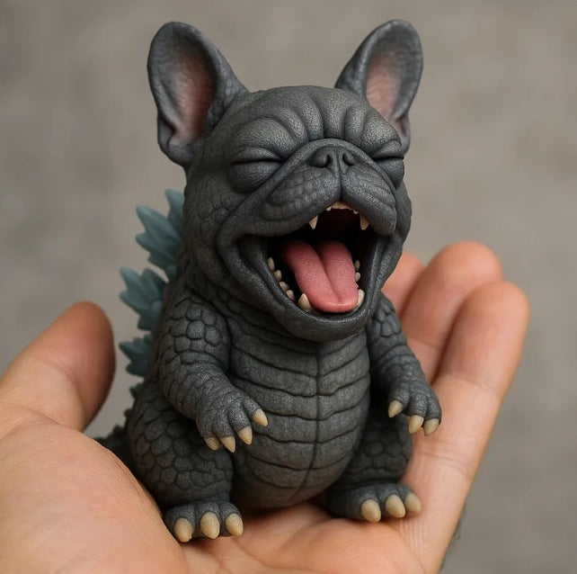 Cute Monster Dog Figurine - Gojira-Inspired Puppy Statue, Collectible Animal Decor for Desk, Shelf, or Unique Gift