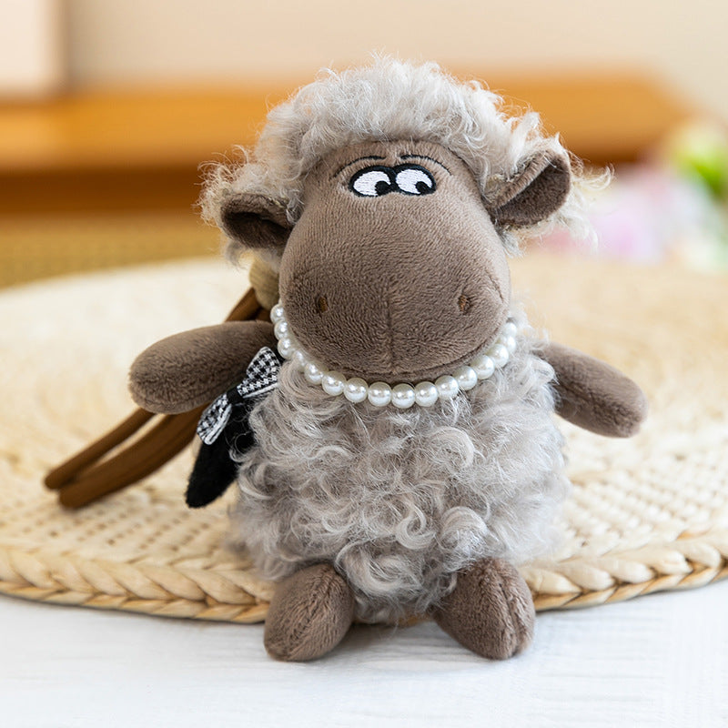 Fluffy Lamb Plush Bag Charm, 13 cm Mini Sheep Keychain with Scarf or Backpack for Handbags, Backpacks and Thoughtful Gifts