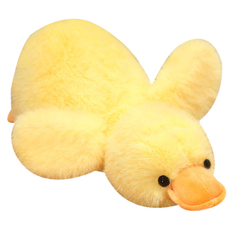 Fuzzy Yellow Duck Plush Toy, 30 cm Fluffy Lying Duck for Cozy Rooms, Reading Corners and Thoughtful Gifts