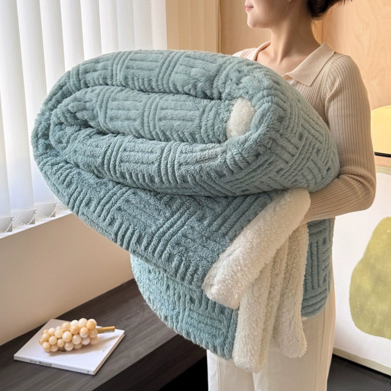 Handmade Coral Fleece Lamb Fleece Blanket