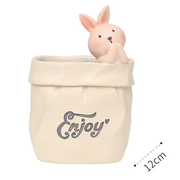 Whimsical Animal Pencil Holder, Cat, Rabbit, Dog or Bear Desk Organizer Cup for Pens, Makeup Brushes and Cozy Workspace Decor