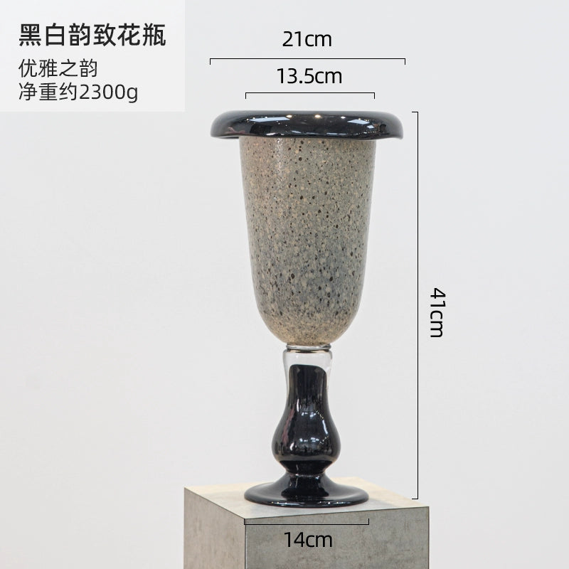 Black glass wabi sabi style vase