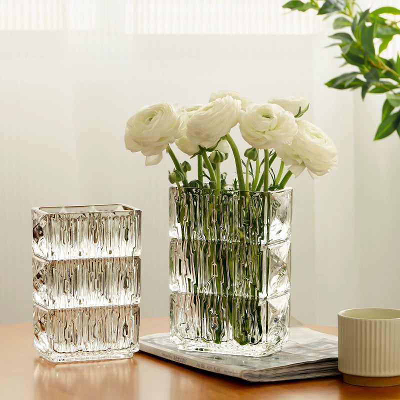 Heavy - Duty Textured Glass Flower Vase