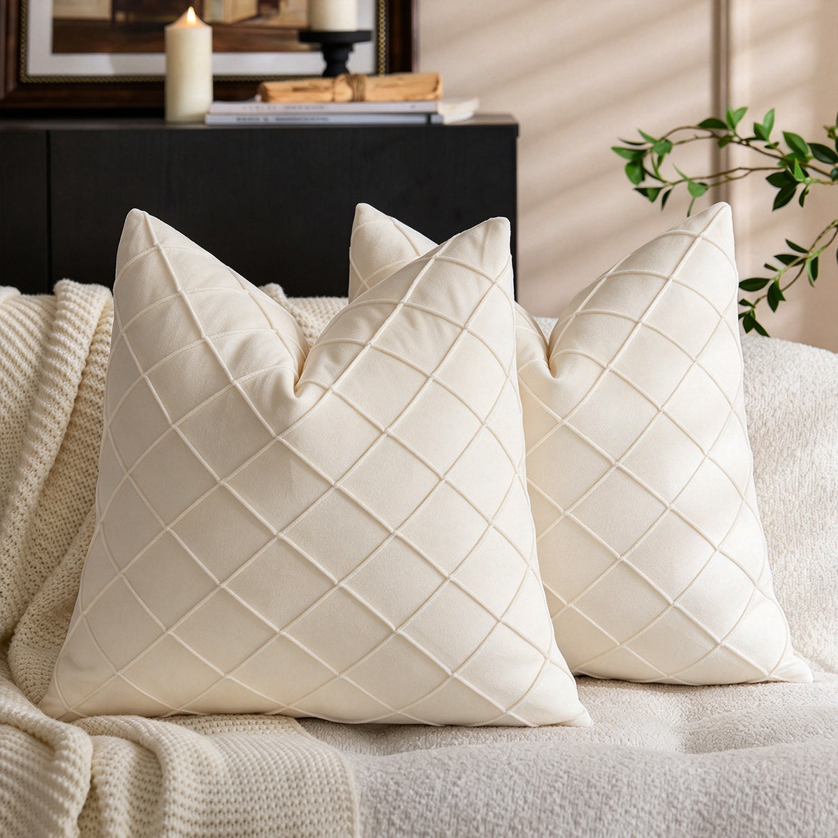 Solid Velvet Pillow Cover in 21 Colors, Decorative Square and Lumbar Cushion Cover for Sofas, Bedrooms and Cozy Home Styling