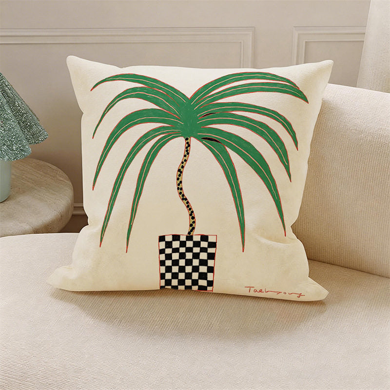 Green Botanical Decorative Pillow Cover, Double-Sided Leaf-Inspired Cushion Case for Sofa, Bedroom and Cozy Home Decor